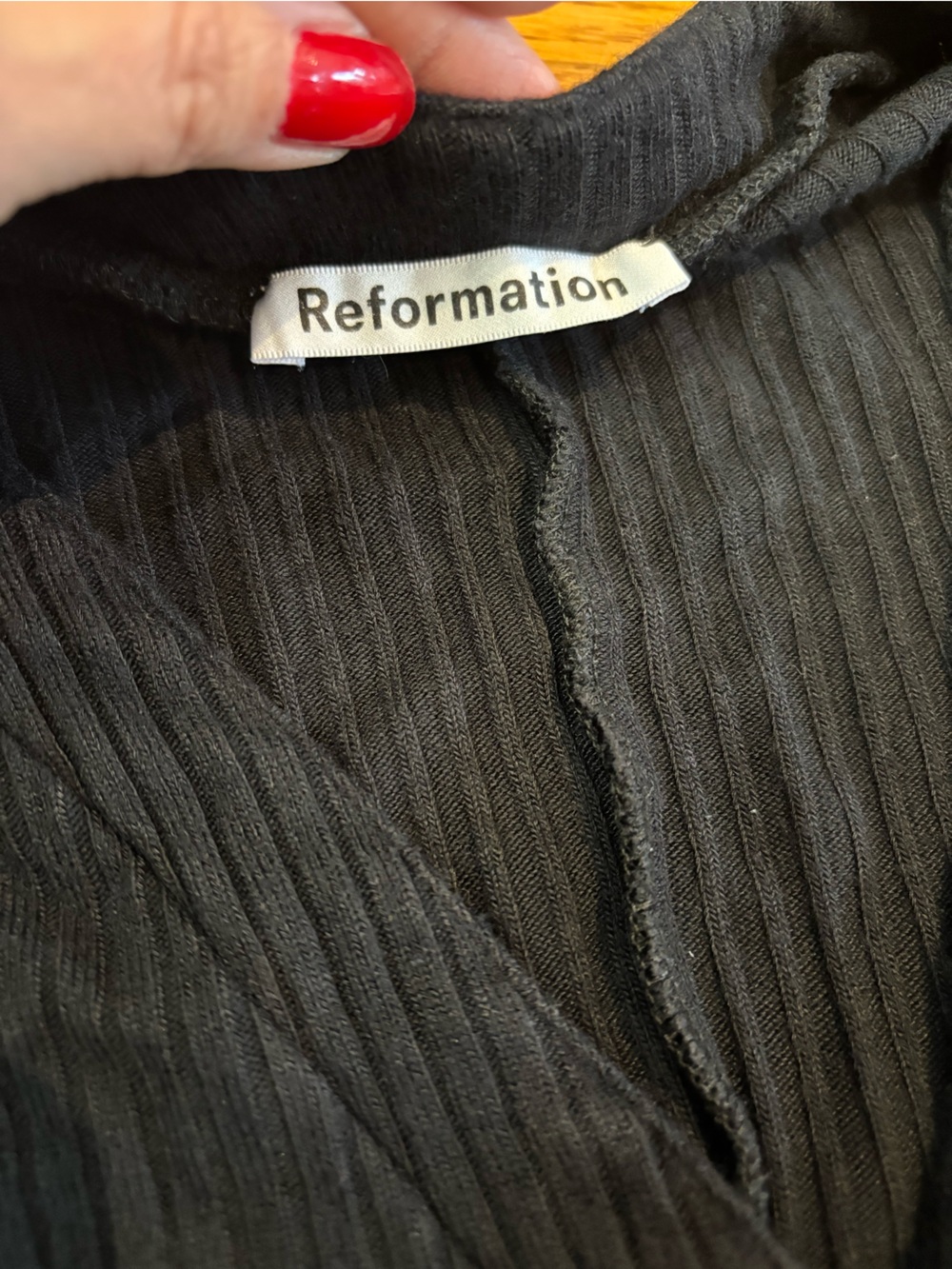 Reformation Ricky Knit Ribbed Black Dress - Picture 6 of 13